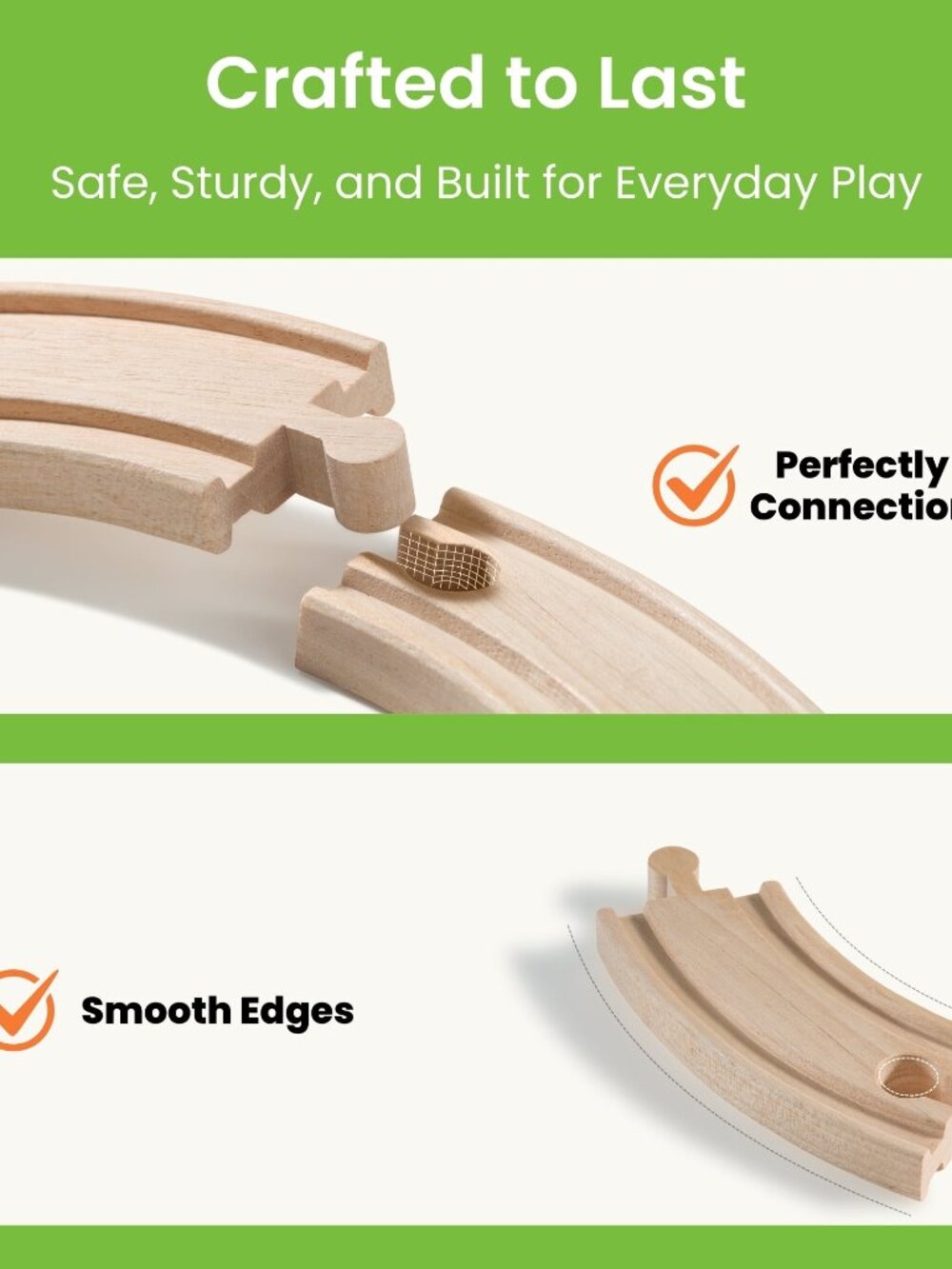 Wooden Train Set for Toddlers, 36 Pcs with Wooden Tracks Expandable, Changeable - Picture 6 of 7